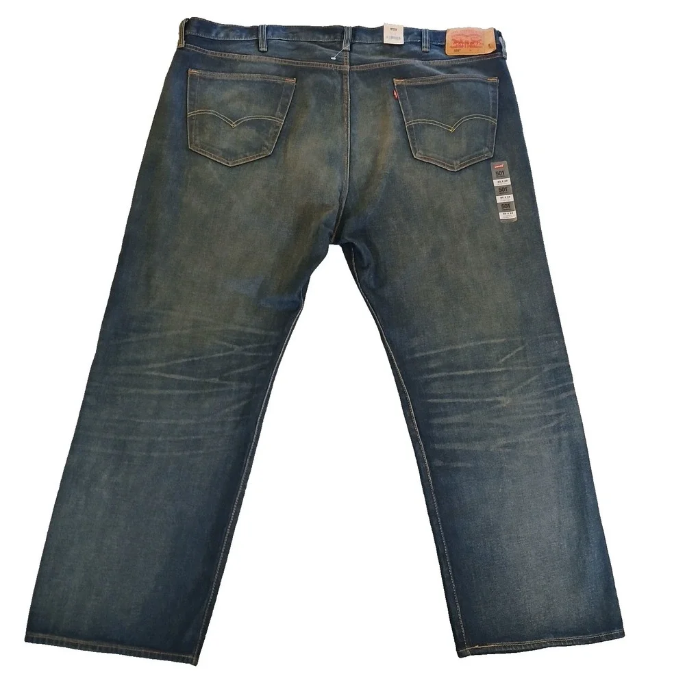 Levis Men's 501 Original Jeans Big & Tall Size 50x32 Blue Stretch Straight NEW